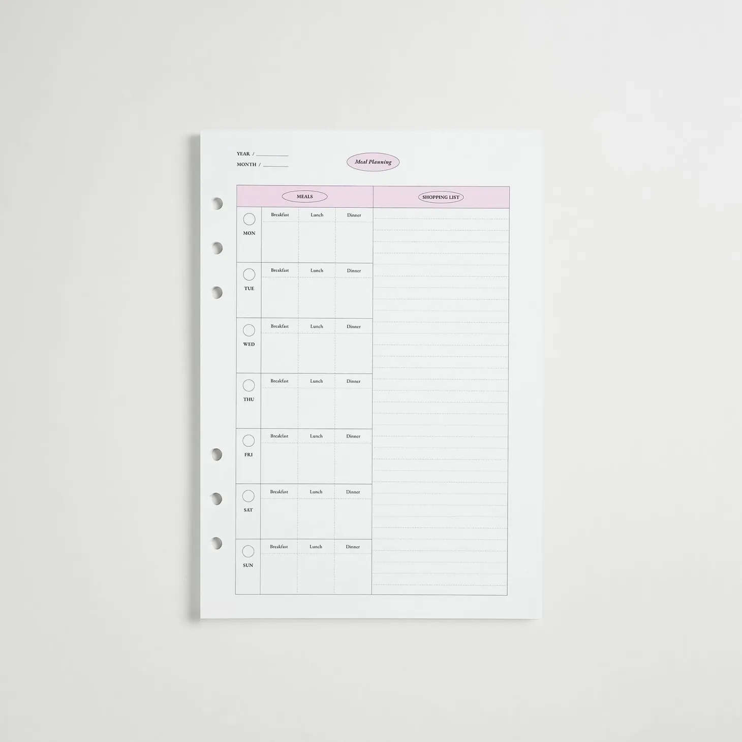 MYO Life 6 Ring A5 Planner Refill