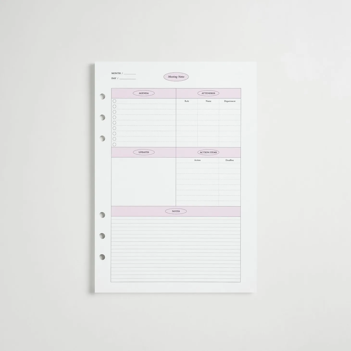 MYO Life 6 Ring A5 Planner Refill