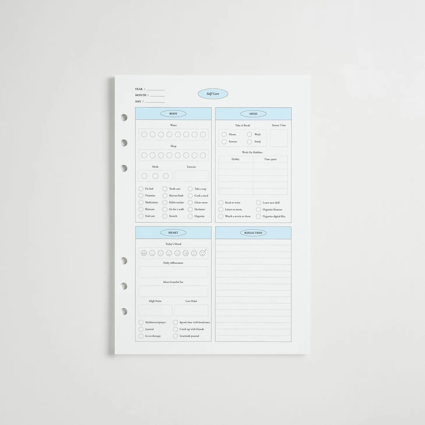MYO Life 6 Ring A5 Planner Refill