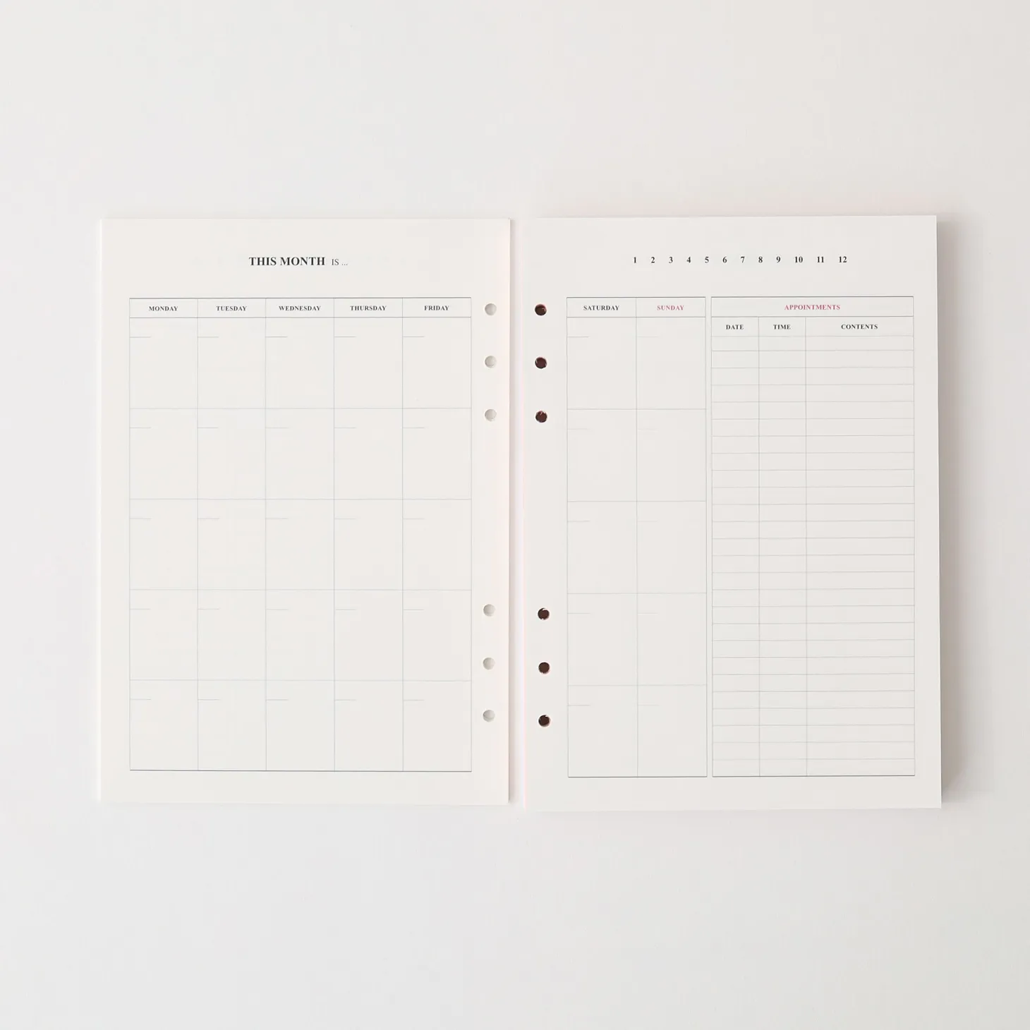 MYO 6 Ring A5 Planner Refill