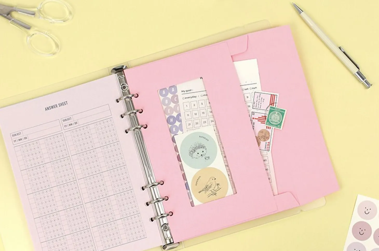 Pastel 6 Ring A5 Window Envelope