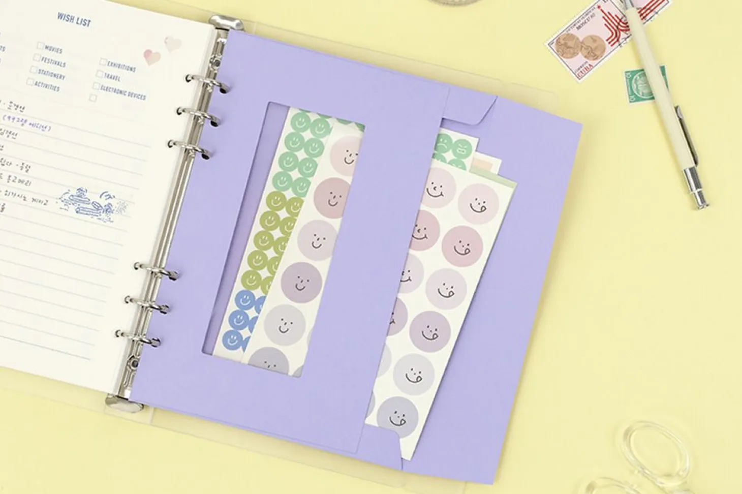 Pastel 6 Ring A5 Window Envelope