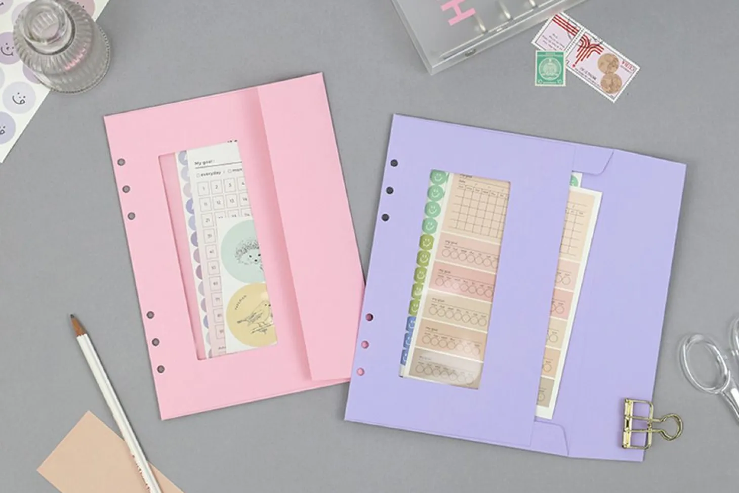 Pastel 6 Ring A5 Window Envelope
