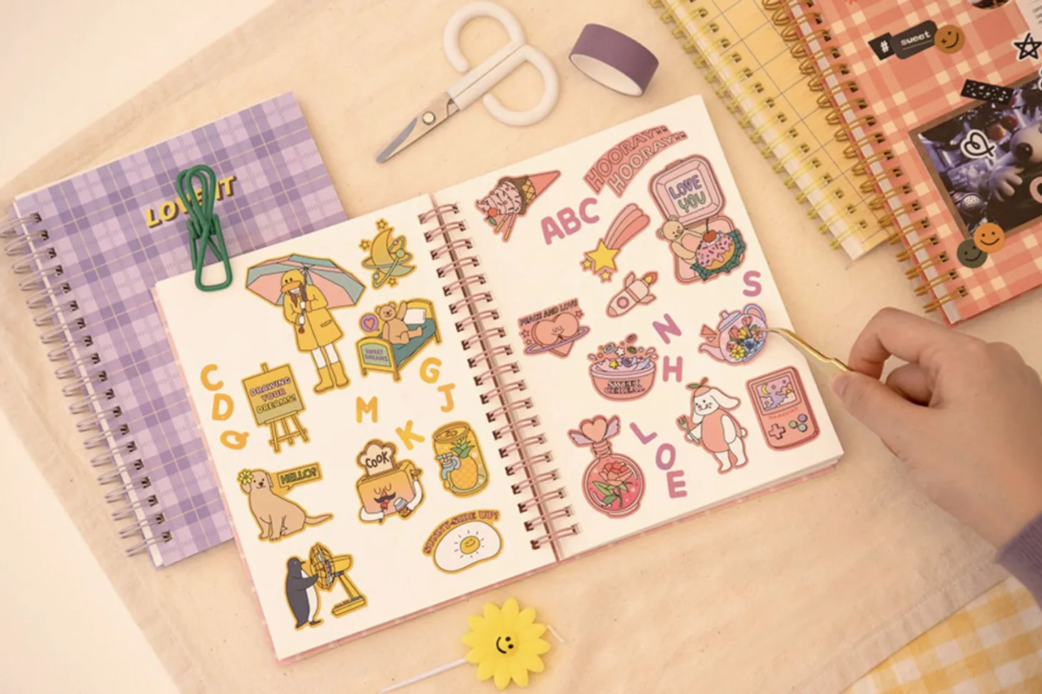 Pattern Check Double-sided Sticker Book