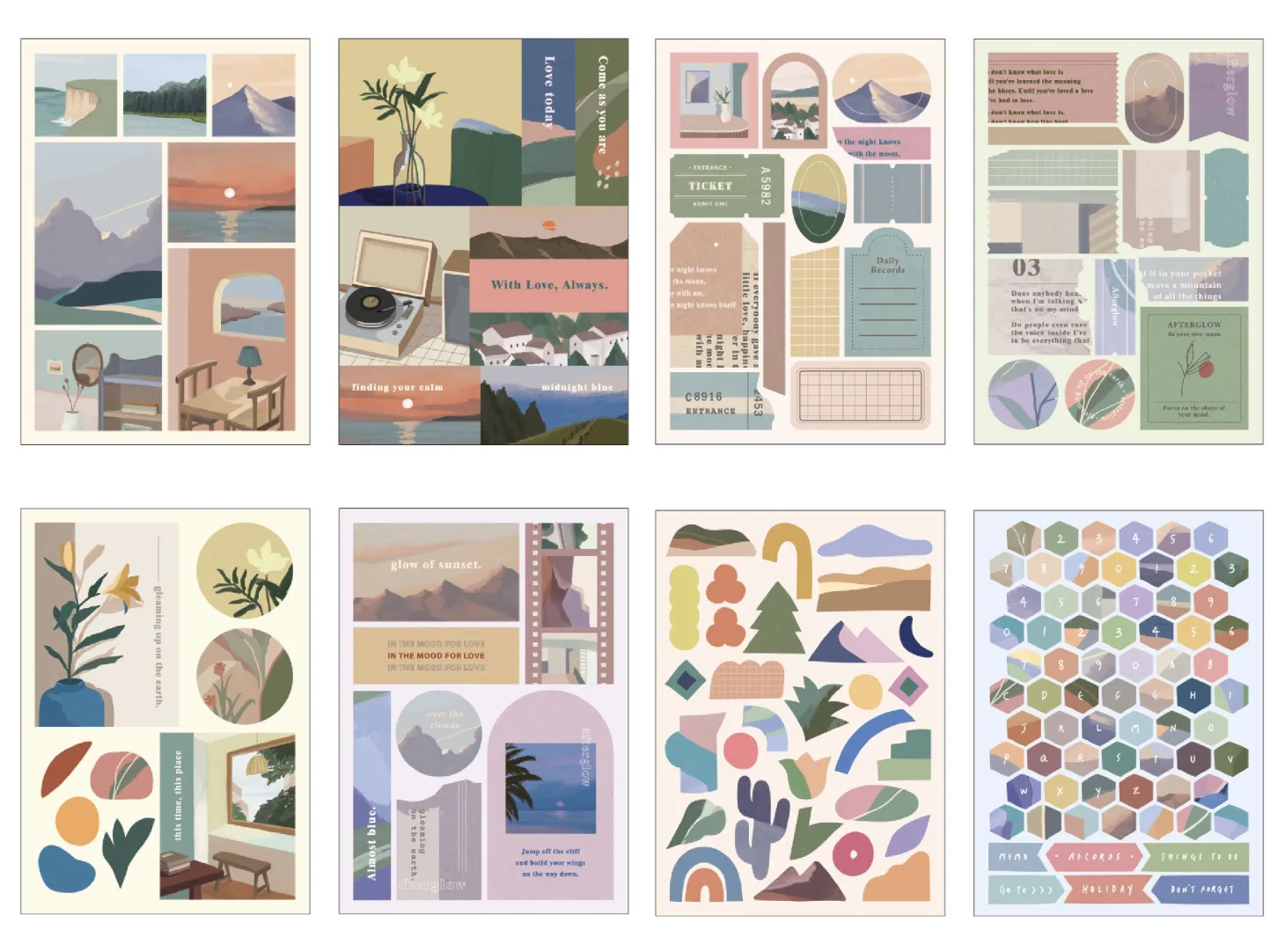 8pcs Afterglow Deco Sticker Set v2