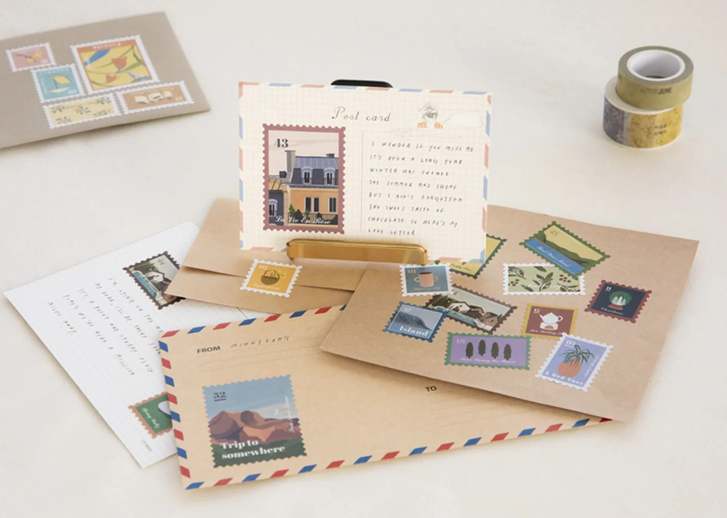 6pcs Afterglow Stamp Sticker Set