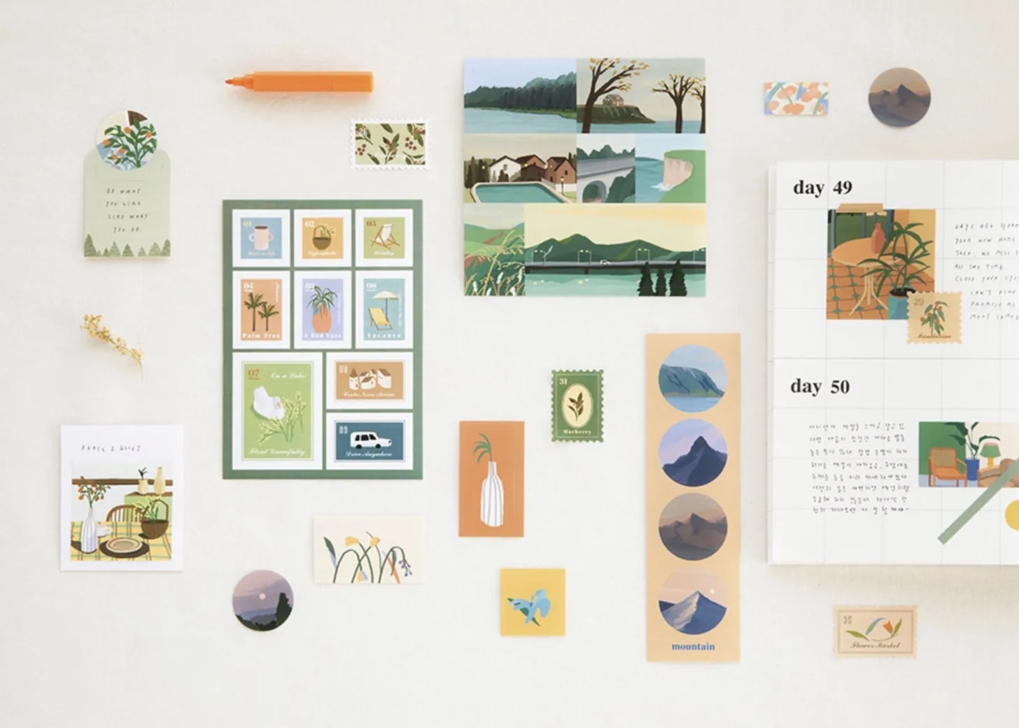 6pcs Afterglow Stamp Sticker Set