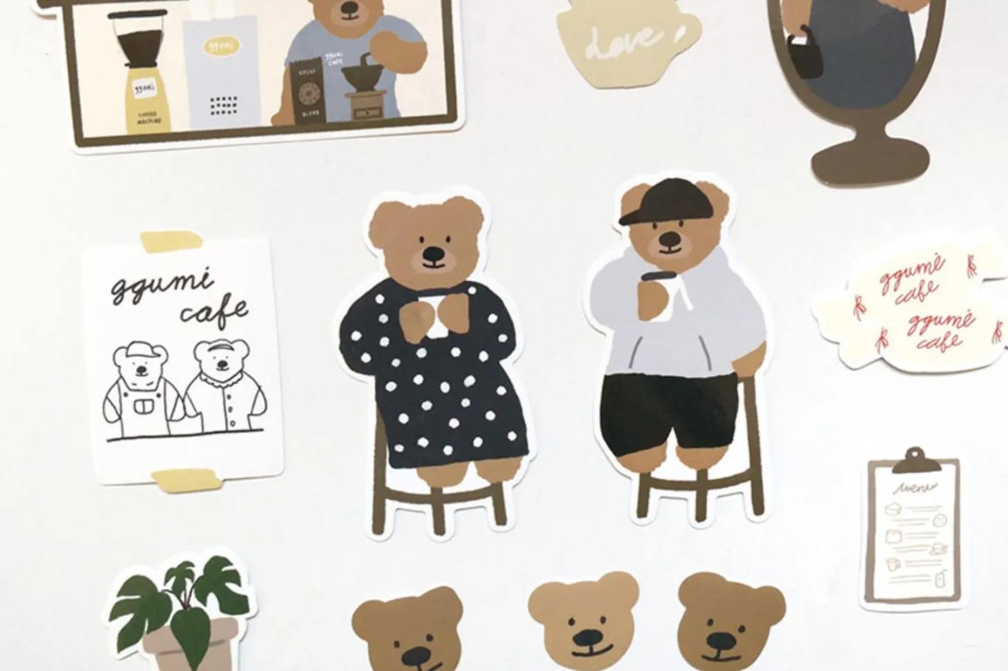 28pcs Bear Cafe Tour Sticker Set