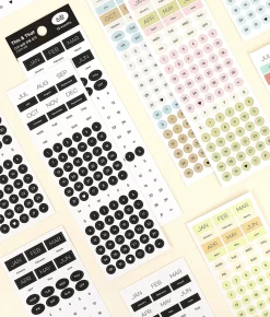 6pcs Calendar Month & Date Sticker Set