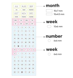 6pcs Calendar Month & Date Sticker Set