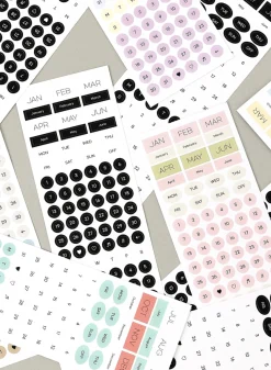 6pcs Calendar Month & Date Sticker Set