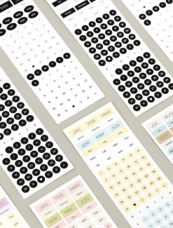 6pcs Calendar Month & Date Sticker Set