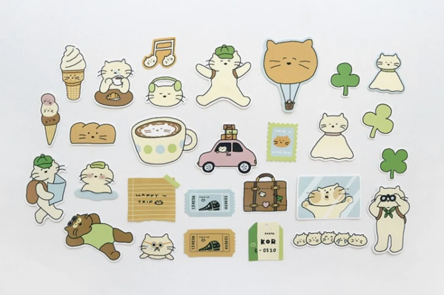 28pcs Cat's Happy Trip Sticker Set