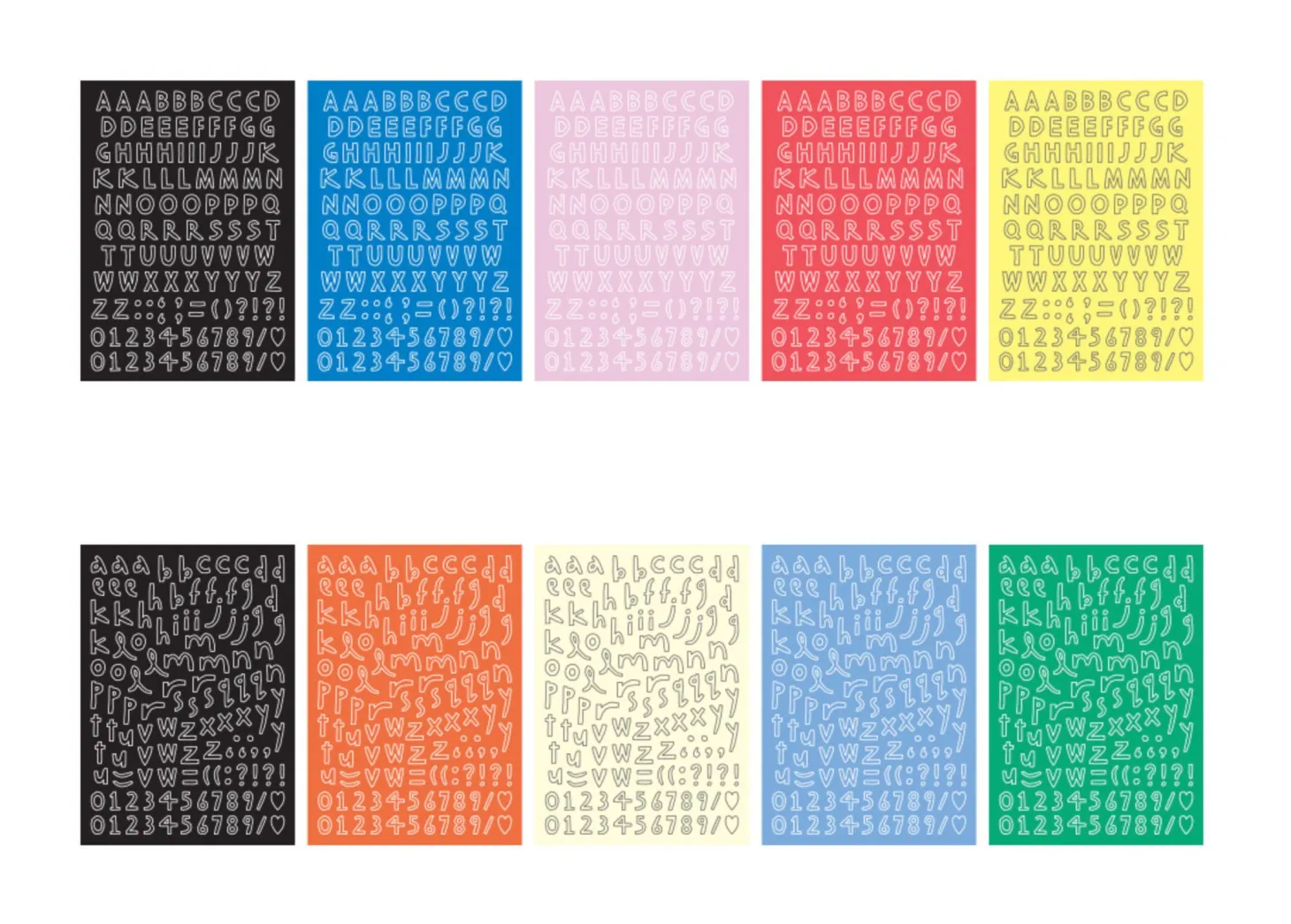 10pcs Colorful Typography Sticker Set