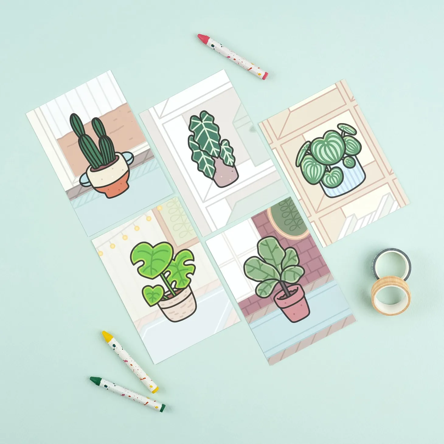 12pcs Cozy Home Houseplant Postcard Set