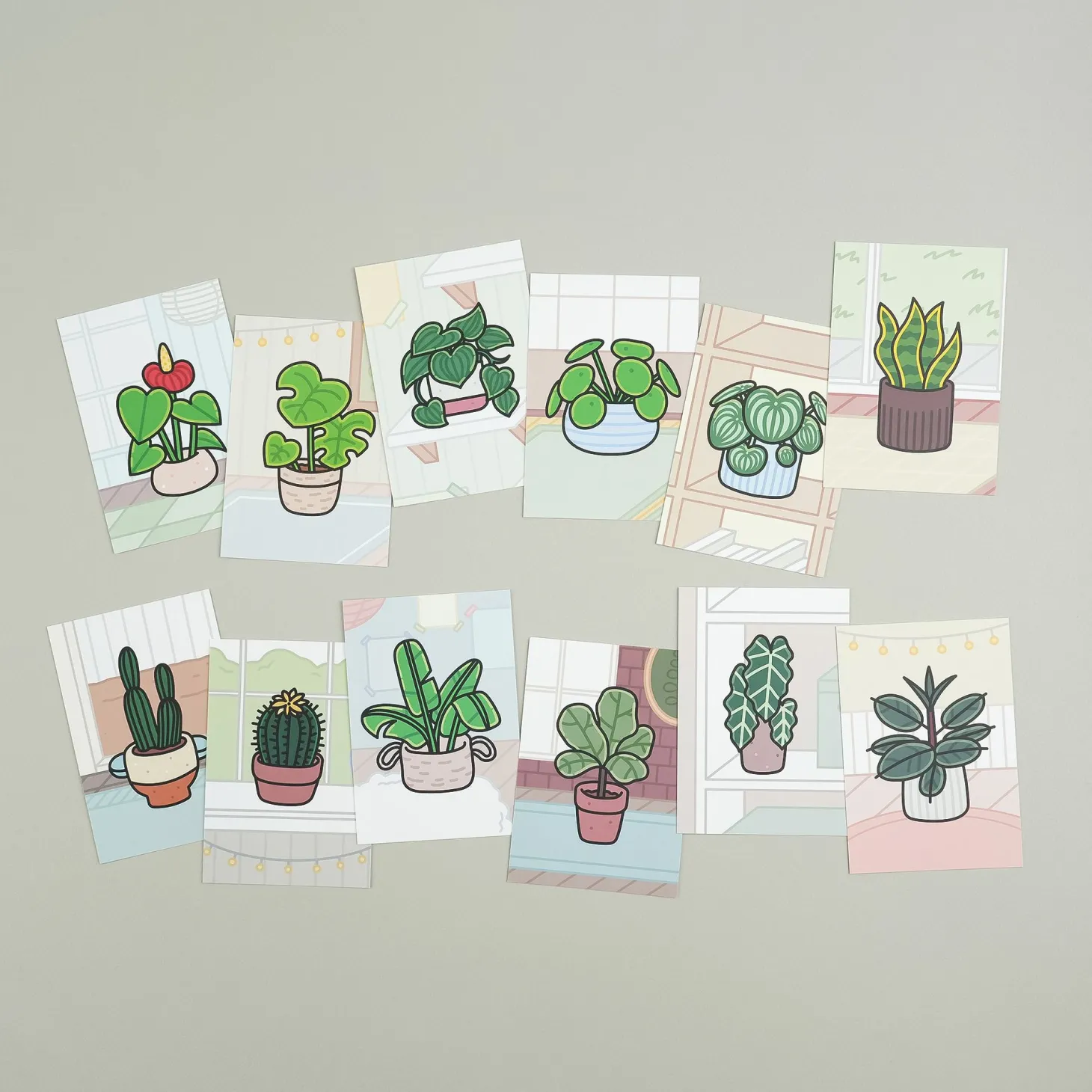 12pcs Cozy Home Houseplant Postcard Set
