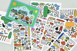 8pcs Drawing Illustration Removable Sticker Set