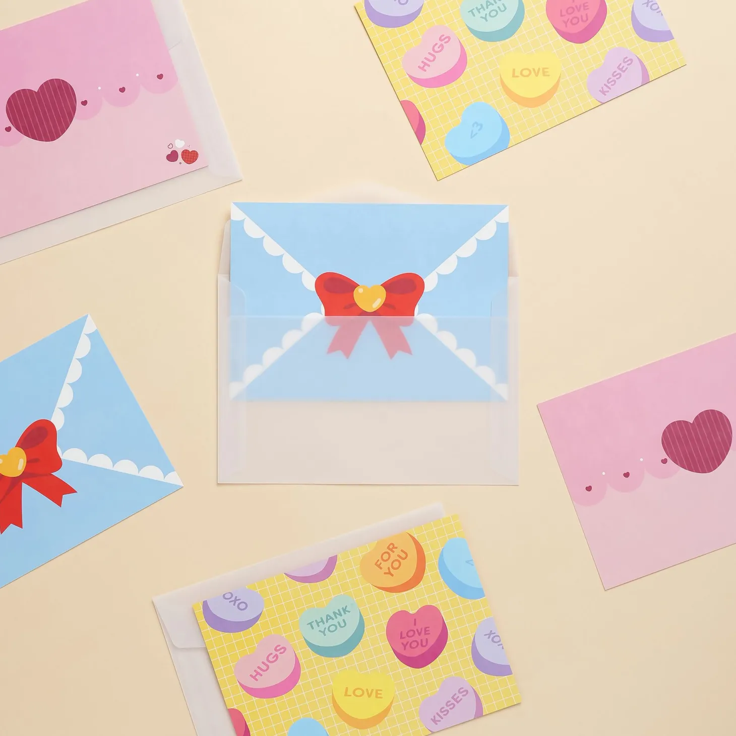 2pcs Heart Card & Envelope Set