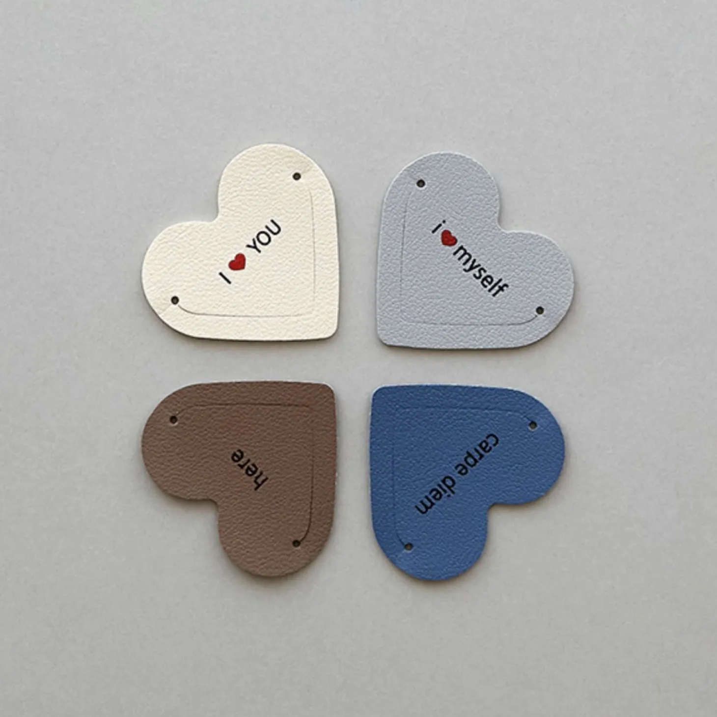 4pcs Heart Vegan Leather Bookmark Set
