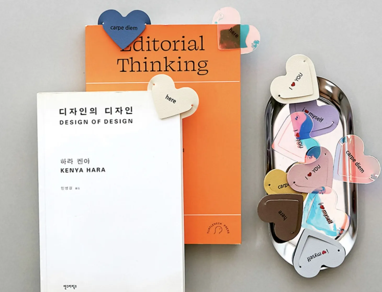 4pcs Heart Vegan Leather Bookmark Set