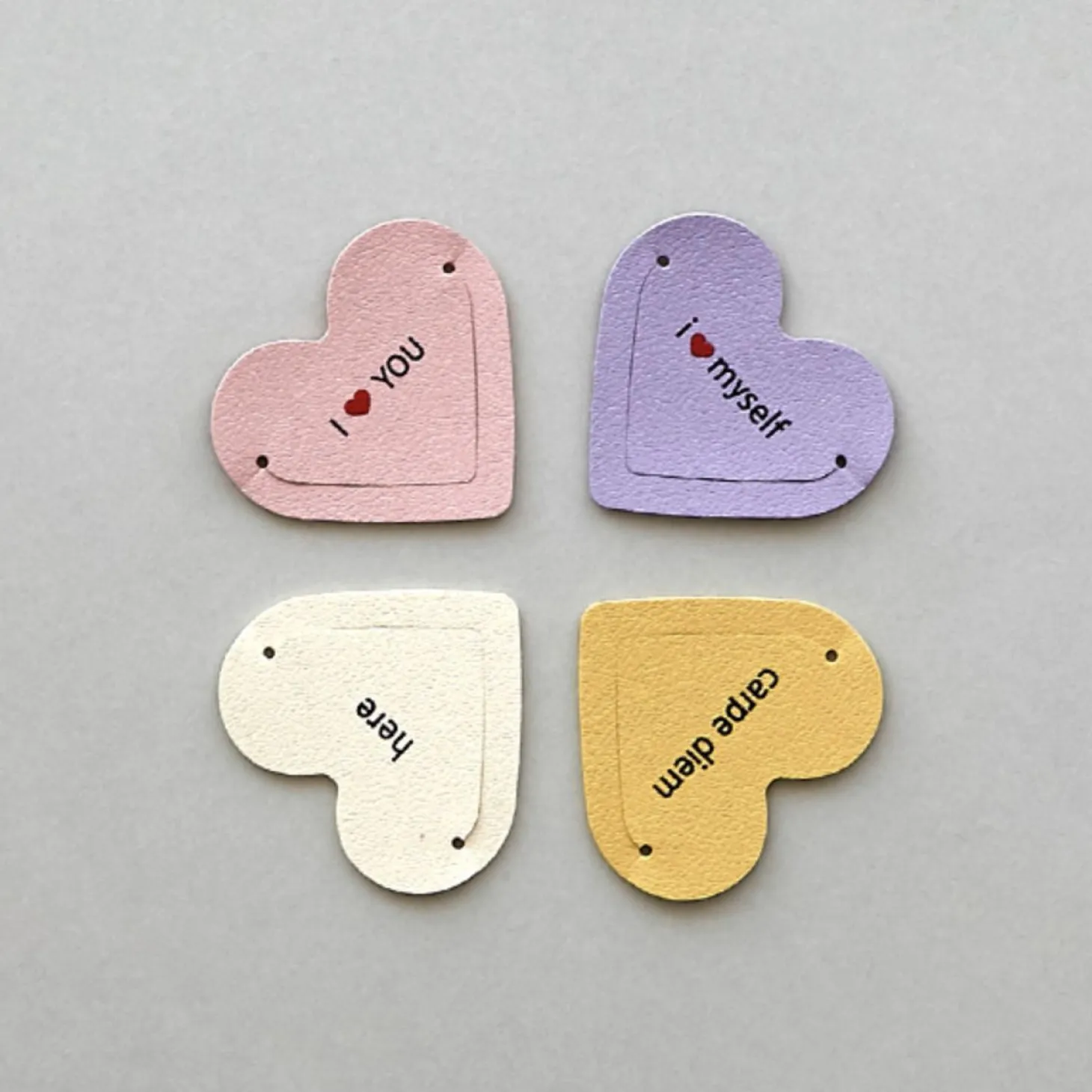 4pcs Heart Vegan Leather Bookmark Set