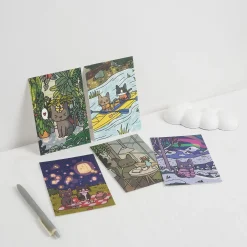 12pcs Lana & Tuxedo Cat Postcard Set