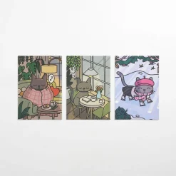 12pcs Lana & Tuxedo Cat Postcard Set