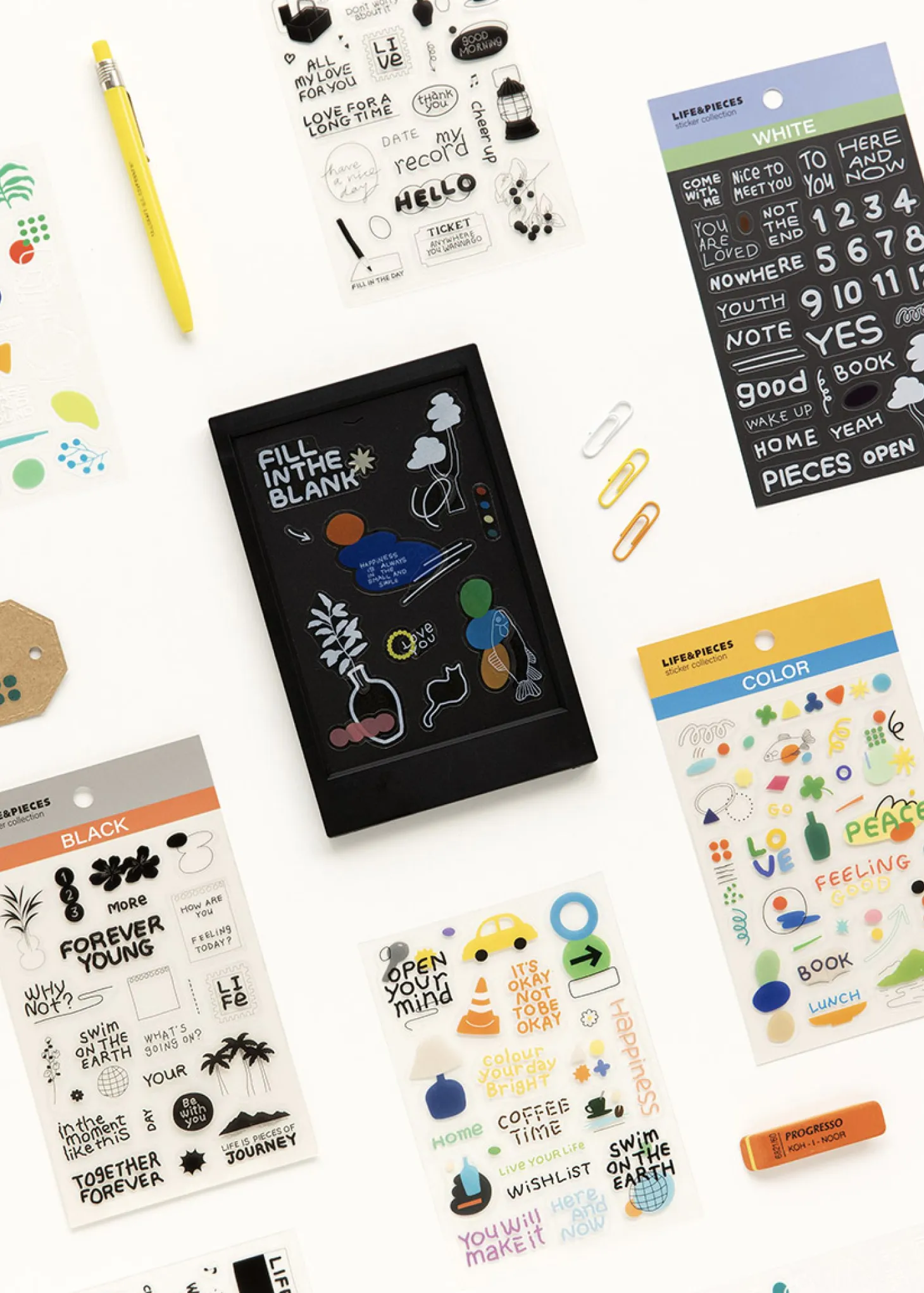 6pcs Life & Pieces Clear Sticker Set