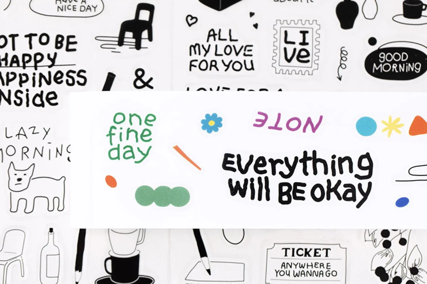 6pcs Life & Pieces Clear Sticker Set