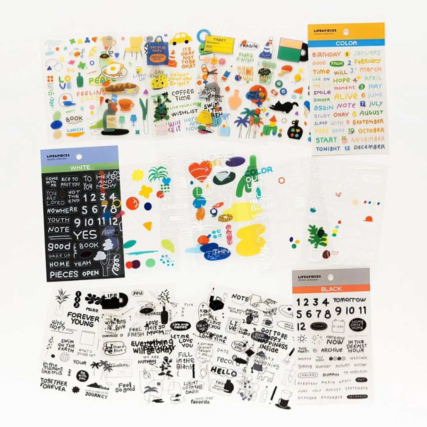6pcs Life & Pieces Clear Sticker Set