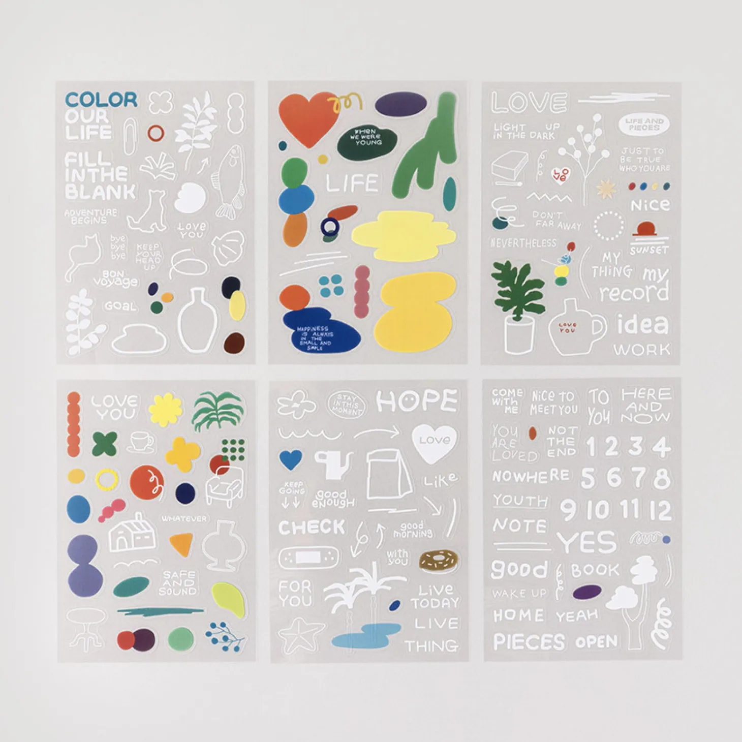 6pcs Life & Pieces Clear Sticker Set