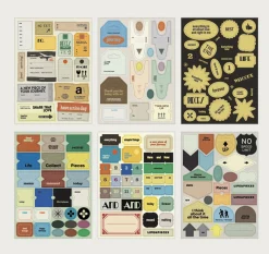 6pcs Life & Pieces Vintage Label Sticker Set
