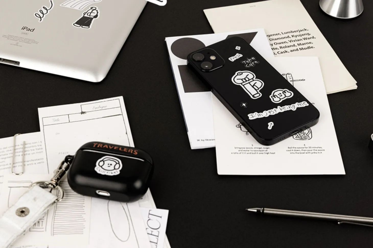 8pcs Little Things Drawing Removable Sticker Set