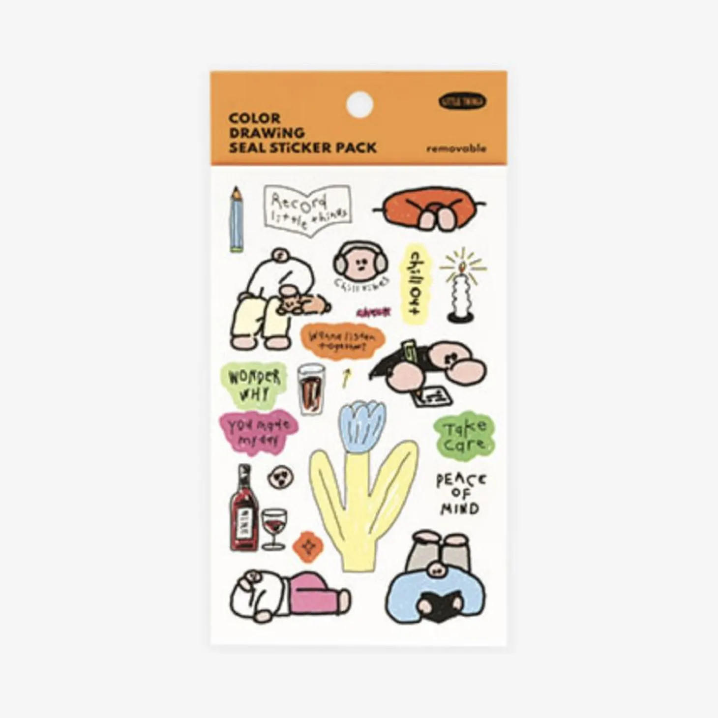 8pcs Little Things Drawing Removable Sticker Set