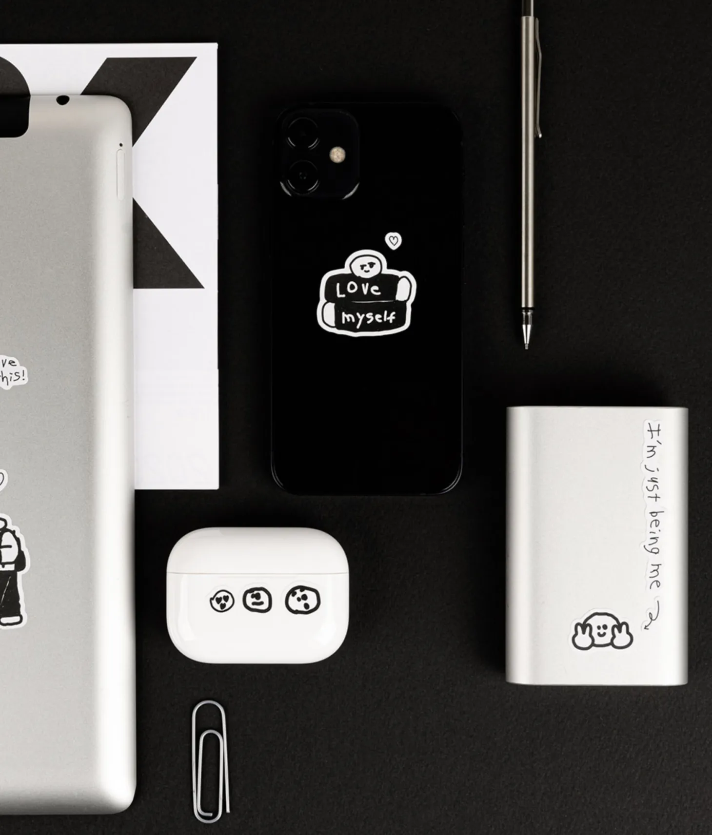 8pcs Little Things Drawing Removable Sticker Set