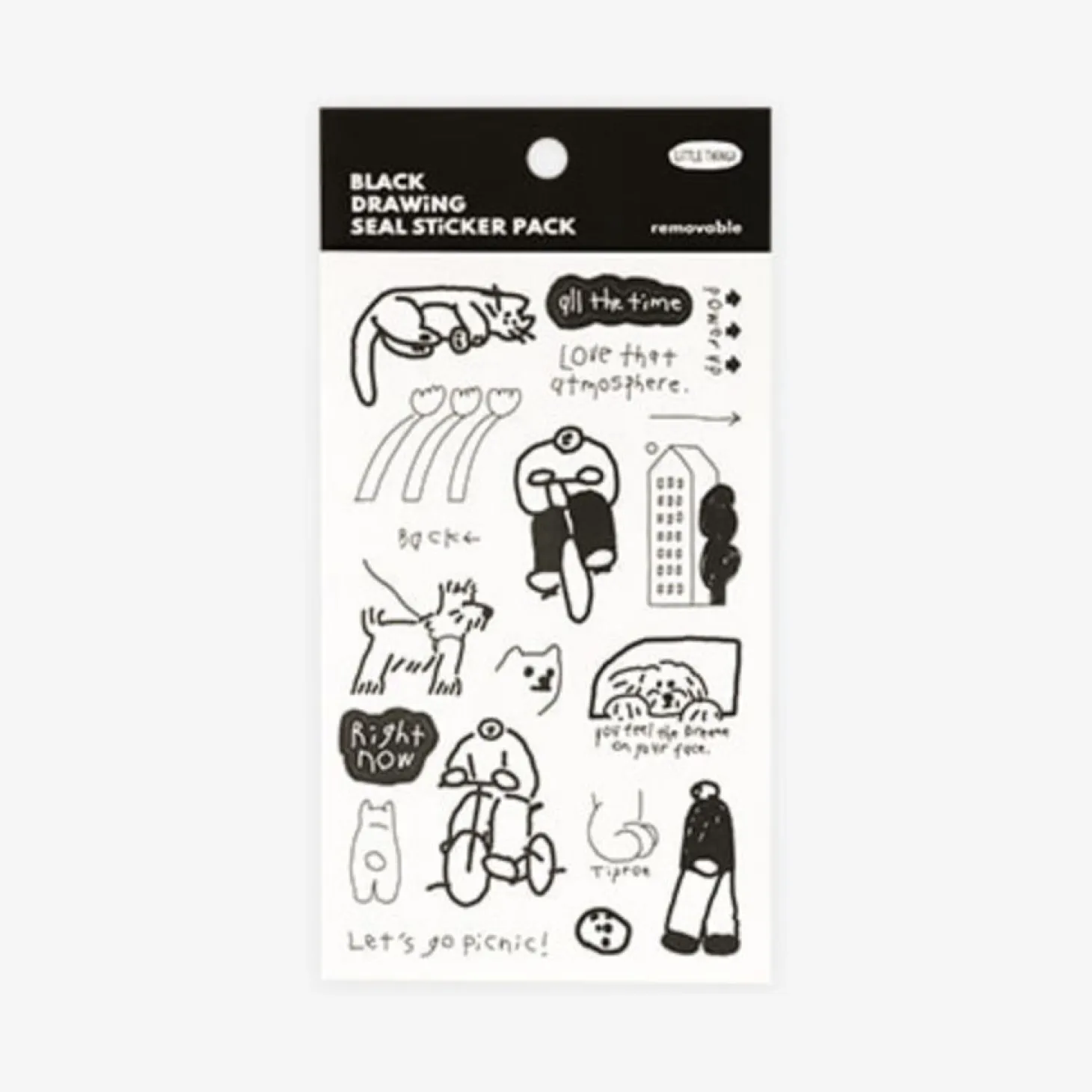 8pcs Little Things Drawing Removable Sticker Set