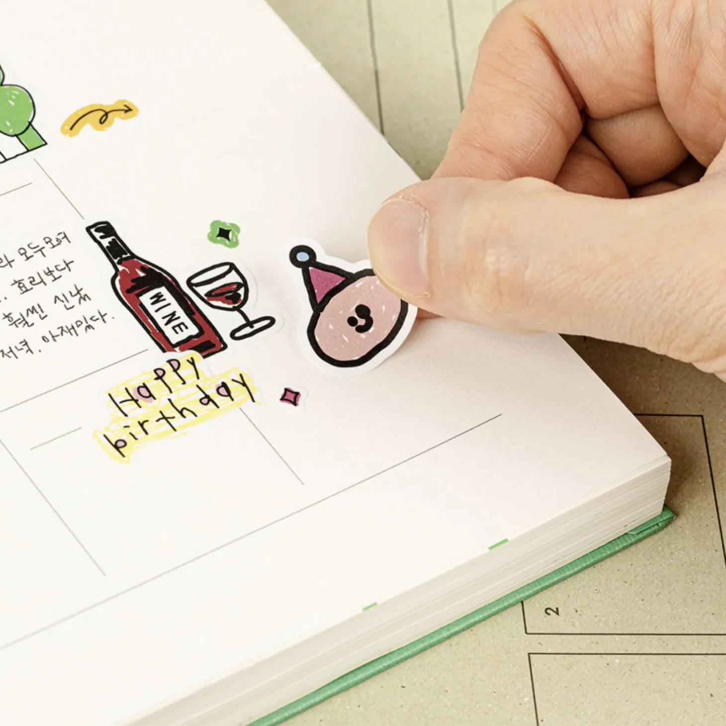 8pcs Little Things Drawing Removable Sticker Set