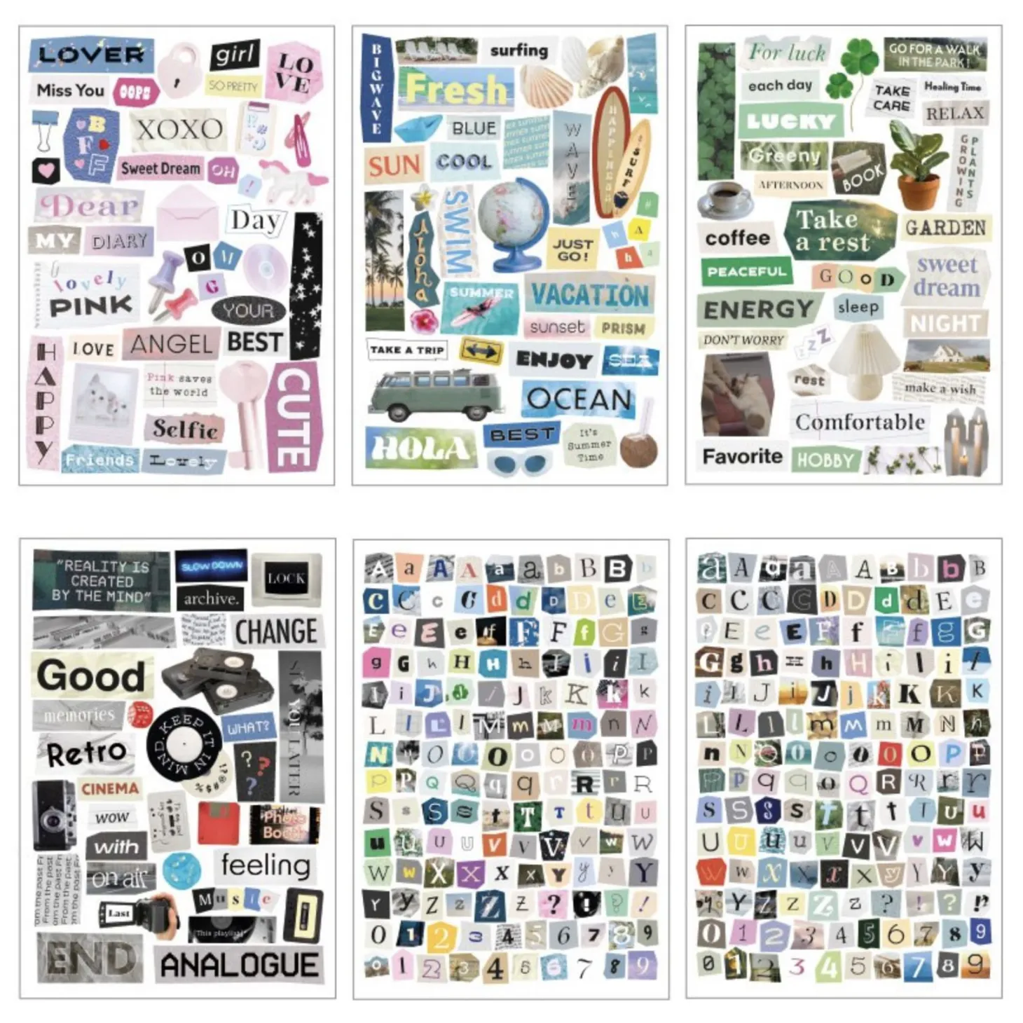 6pcs Magazine Collage Sticker Set