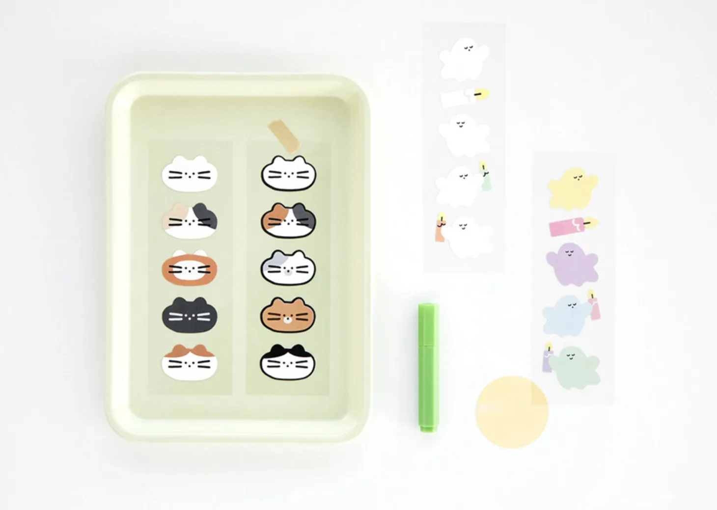 2pcs Mini Cat & Ghost Removable Sticker Set