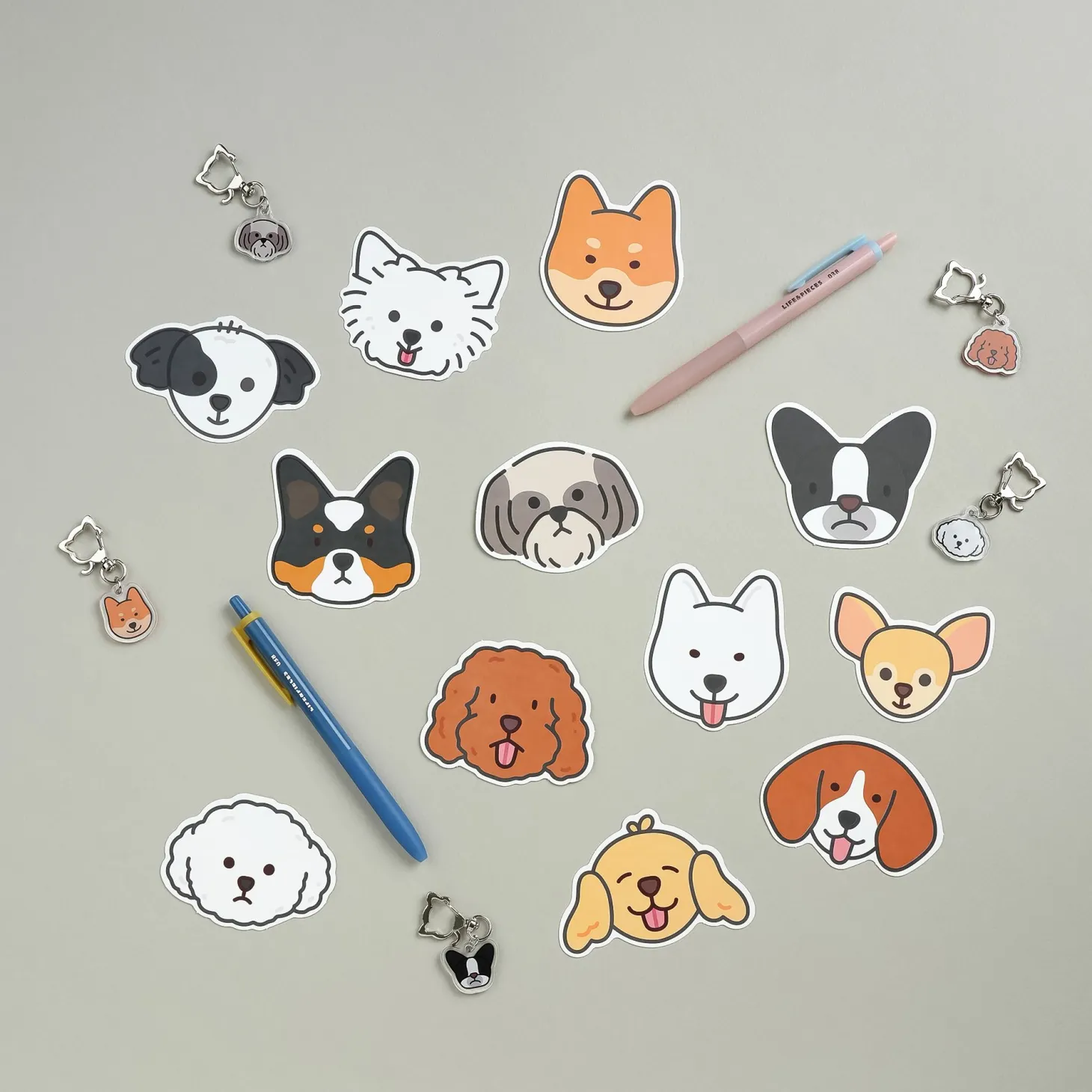 10pcs Mini Dog Face Card Set
