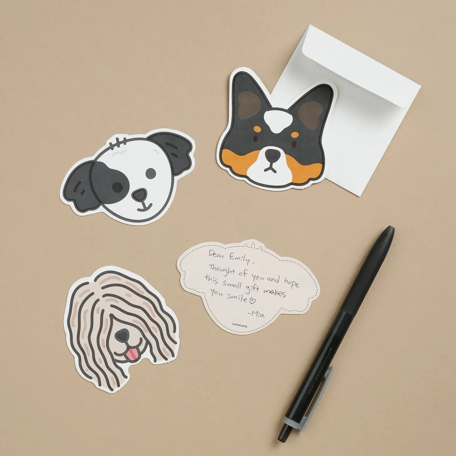 10pcs Mini Dog Face Card Set