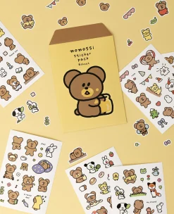 6pcs Momo Bear Removable Sticker Set