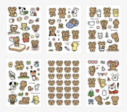 6pcs Momo Bear Removable Sticker Set