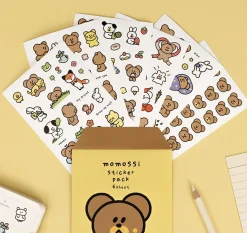 6pcs Momo Bear Removable Sticker Set