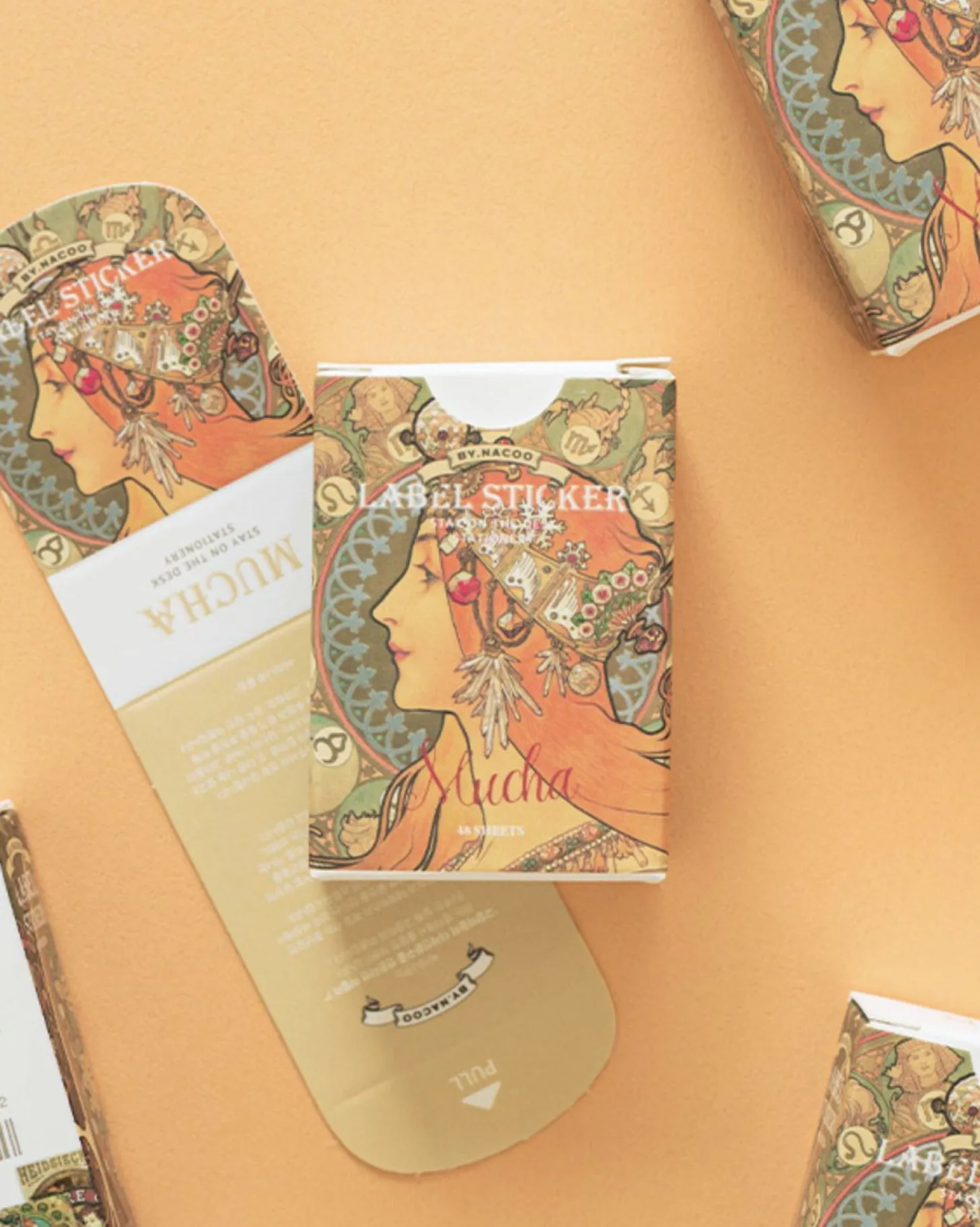 48pcs Mucha Label Sticker Set