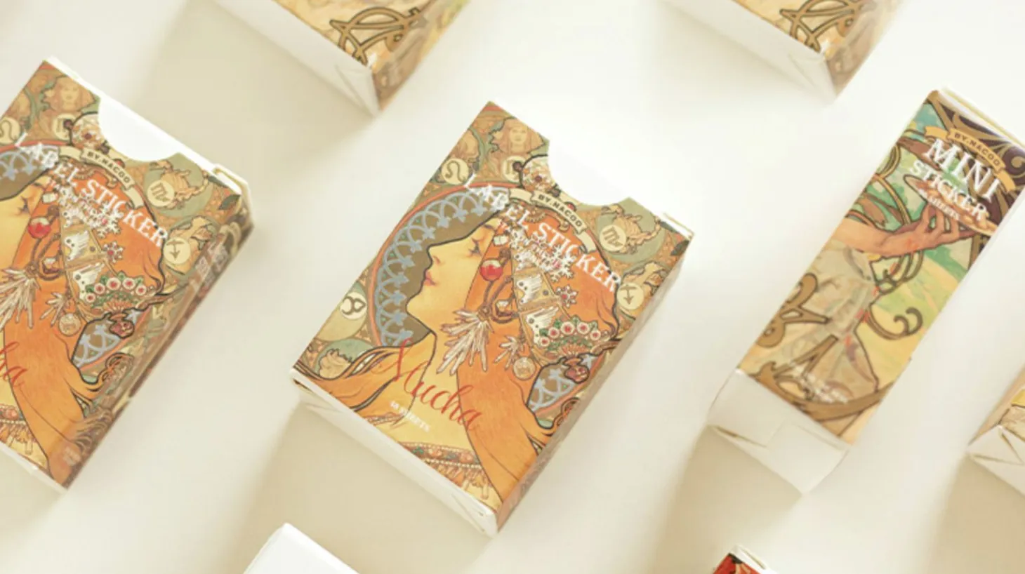 48pcs Mucha Label Sticker Set