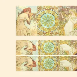 48pcs Mucha Label Sticker Set