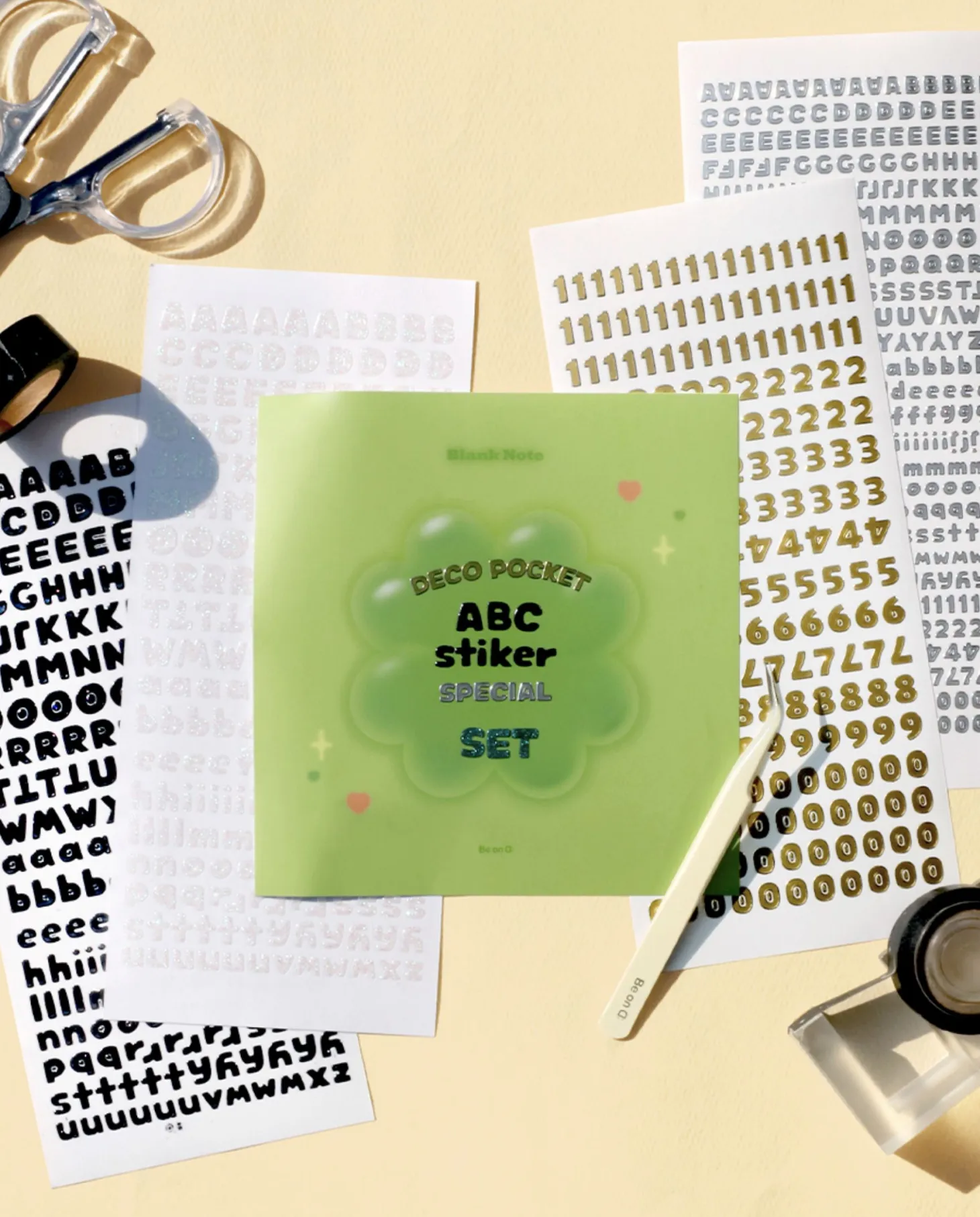 4pcs Number&Alphabet Sticker Set