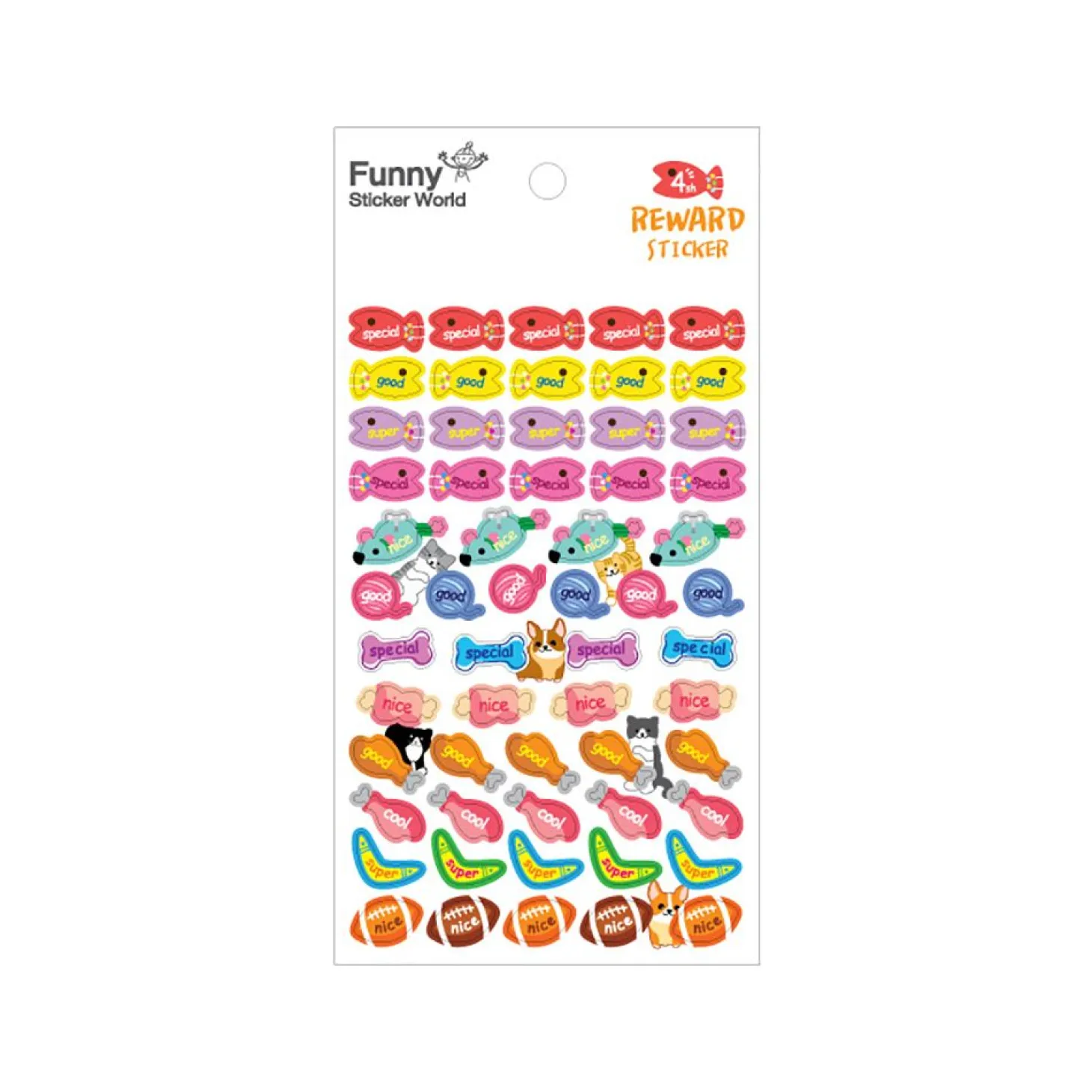 4pcs Pet Toy Reward Paper Sticker Set