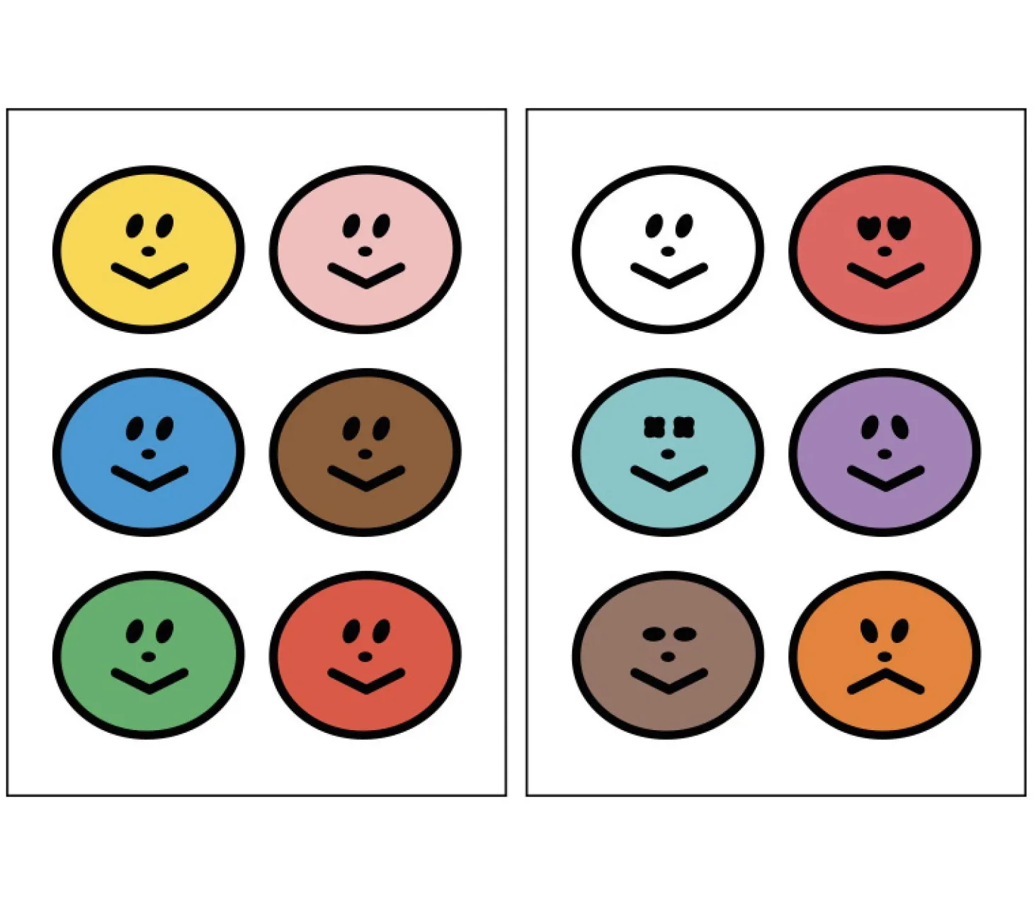 2pcs Point Smile Removable Sticker Set